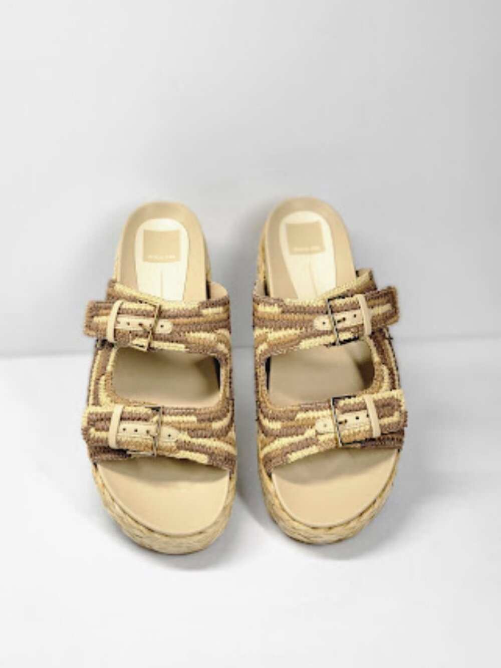 DOLCE VITA Falyn Platform Raffia Woven Double Buckle Sandals Women’s Sz 10 NWOB - Picture 2 of 8